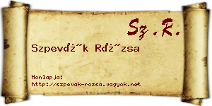 Szpevák Rózsa névjegykártya
